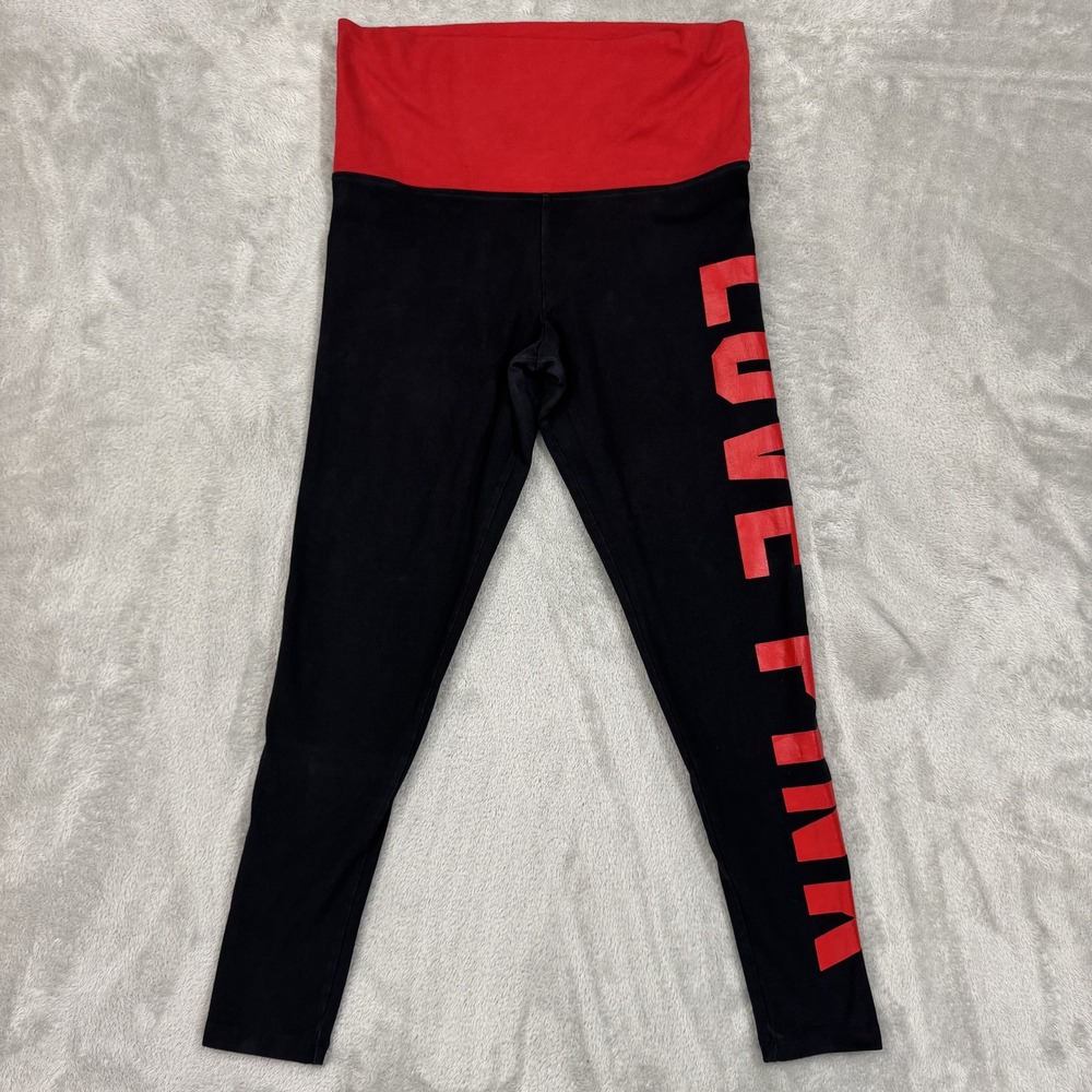 Victoria's Secret PINK Fold Over Yoga Pants Leggings Women's L Stretch Cotton